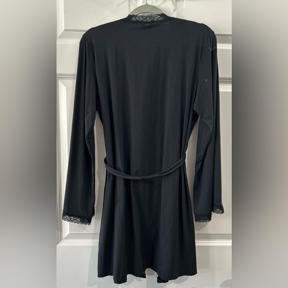 NWT Savage X Fenty By Rihanna Black Lace Trimmed Robe Size M/L Sexy Lingerie - Picture 2 of 11